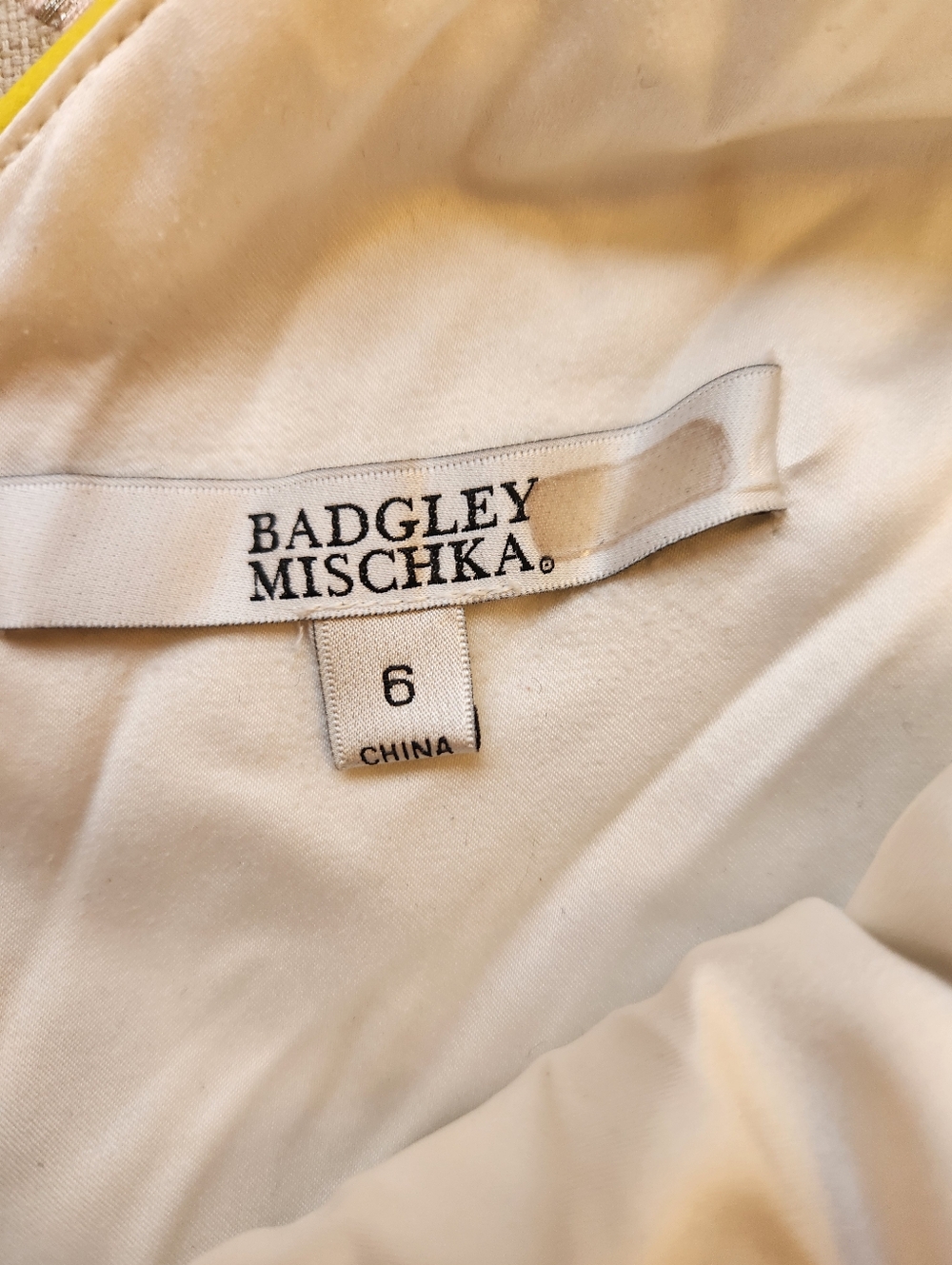 Badgley Mischka Women's Yellow Mixed Print Dress, Size 6, $795 - Picture 7 of 14